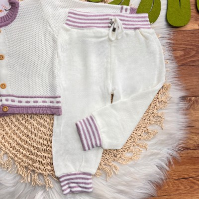 Conj de linha tijolinho- Branco com lilas